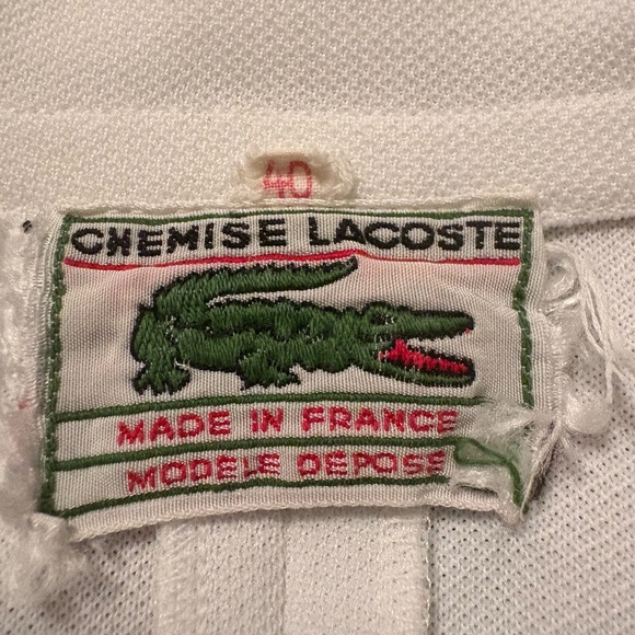 Vintage Lacoste white polo shirt size 40 EU / large gray crocodile - Picture 9 of 13